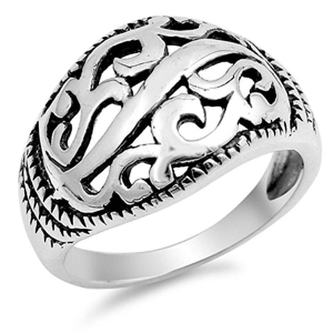 Sterling Silver Celtic Design Plain RingsAnd Face Height 13mmAnd Band Width 3mm
