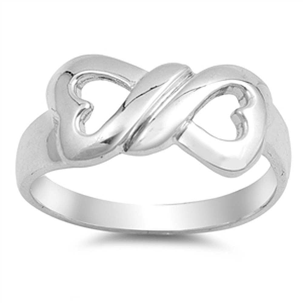 Sterling Silver Infinity Heart Shaped Plain RingsAnd Face Height 10mm
