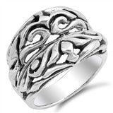 Sterling Silver Celtic Shaped Plain RingsAnd Face Height 15mmAnd Band Width 5mm