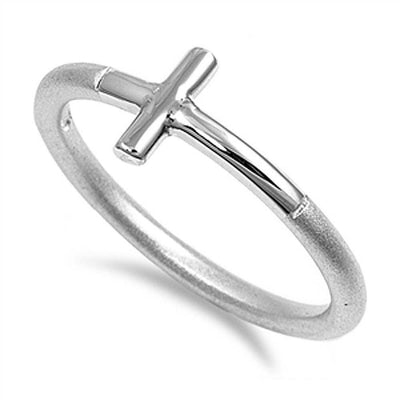Sterling Silver Cross Shaped Plain RingsAnd Face Height 8mmAnd Band Width 2mm