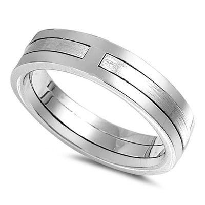 Sterling Silver Rhodium Plated Satin Finish Round Shaped Plain RingsAnd Band Width 5mm
