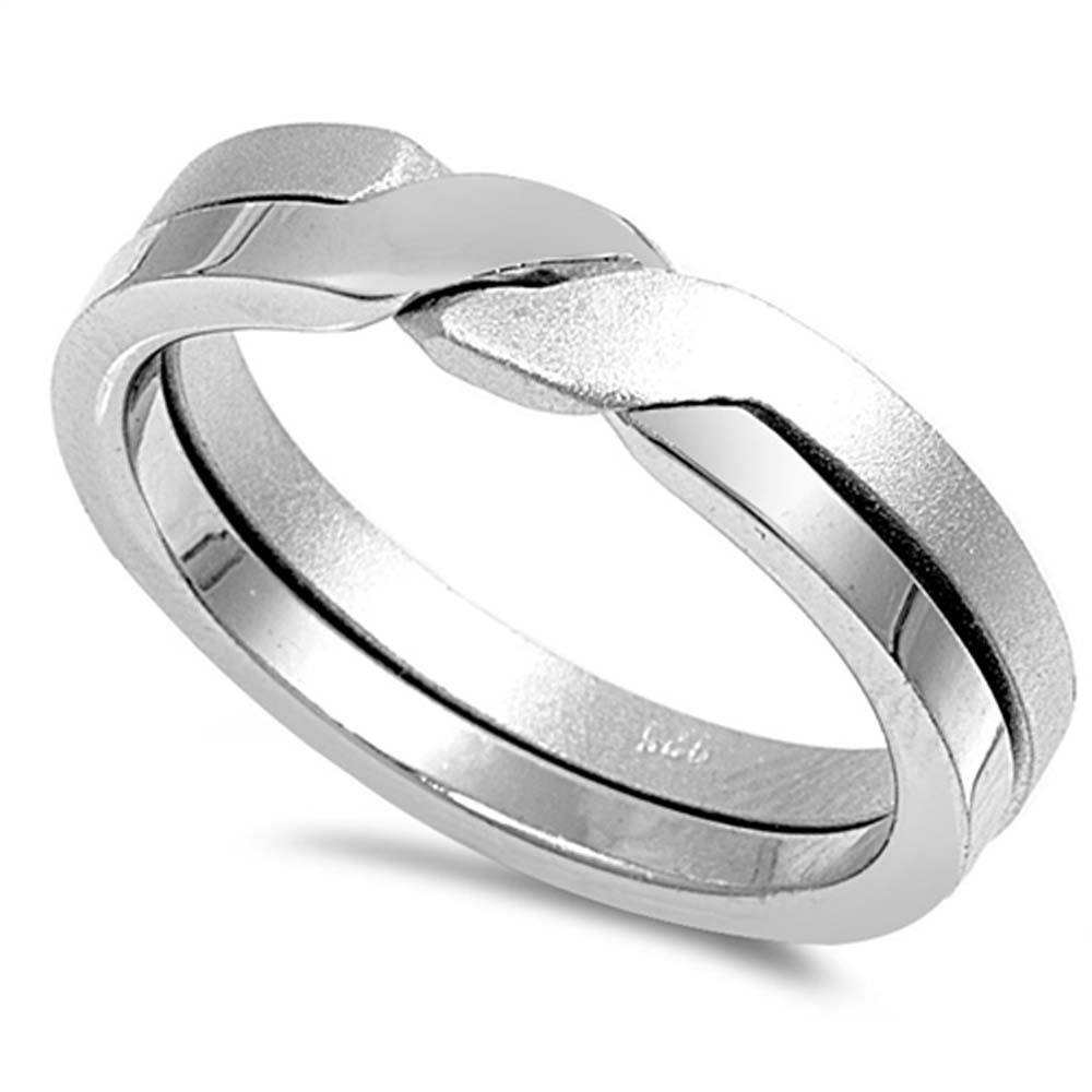 Sterling Silver Rhodium Plated Satin Finish Thick Infinity Shaped Plain RingsAnd Band Width 4mmAnd Weight 4.6grams