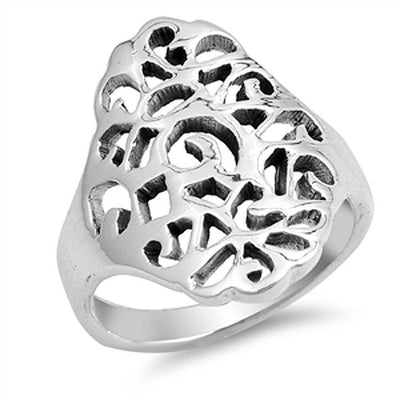 Sterling Silver Celtic Shaped Plain RingsAnd Face Height 21mm