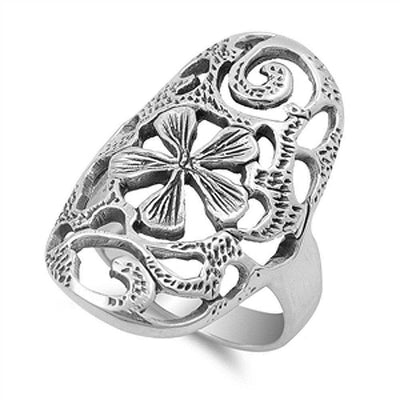 Sterling Silver Celtic Plumeria Shaped Plain RingsAnd Face Height 32mm