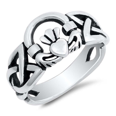 Sterling Silver Claddagh Shaped Plain RingsAnd Band Width 5mmAnd Face Height 10mm