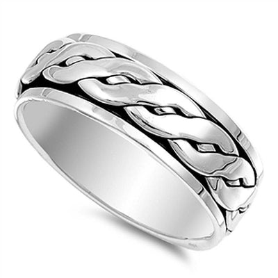 Sterling Silver Spinner Shaped Plain RingsAnd Band Width 8mmAnd Weight 8.4grams