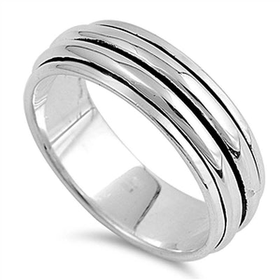 Sterling Silver Spinner Shaped Plain RingsAnd Band Width 8mm