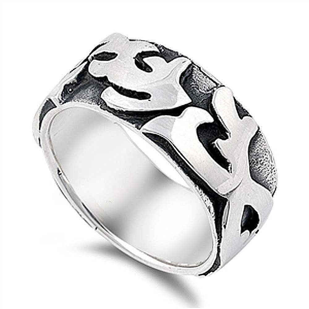 Sterling Silver Oxidized Arrow Shaped Plain RingsAnd Band Width 10mmAnd Weight 14grams