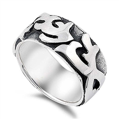 Sterling Silver Oxidized Arrow Shaped Plain RingsAnd Band Width 10mmAnd Weight 14grams