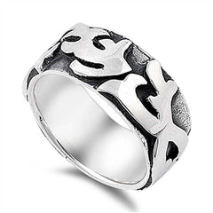 Sterling Silver Oxidized Arrow Shaped Plain RingsAnd Band Width 10mmAnd Weight 14grams