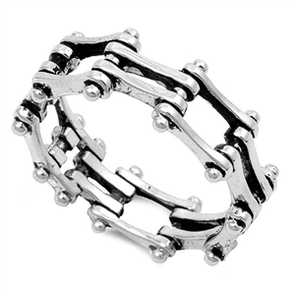 Sterling Silver Bike Chain Shaped Plain RingsAnd Band Width 9mm
