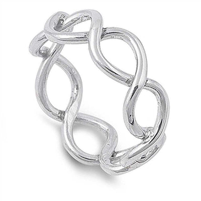 Sterling Silver Infinity Shaped Plain RingsAnd Face Height 10mm