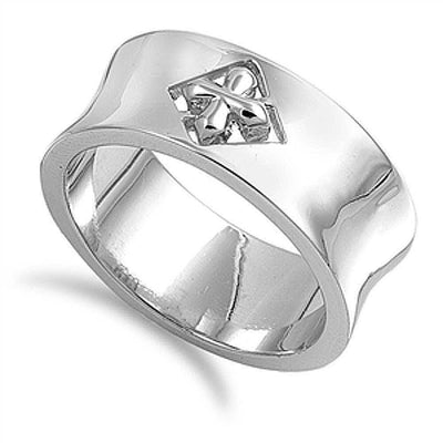 Sterling Silver Rhodium Plated Cross Shaped Plain RingsAnd Face Height 9mmAnd Weight 8.4grams