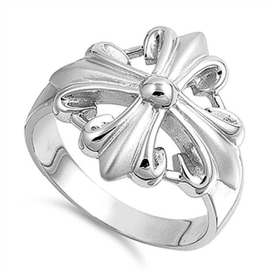 Sterling Silver Rhodium Plated Cross Shaped Plain RingsAnd Face Height 20mmAnd Band Width 3mmAnd Weight 7.2grams