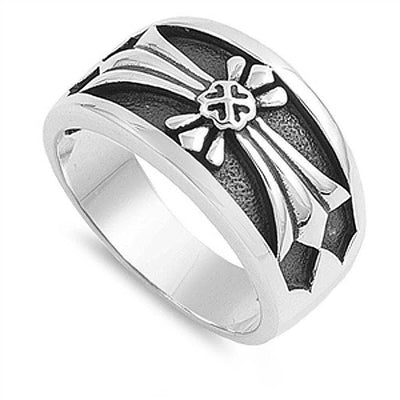 Sterling Silver Cross Shaped Plain RingsAnd Face Height 13mmAnd Weight 12.6grams