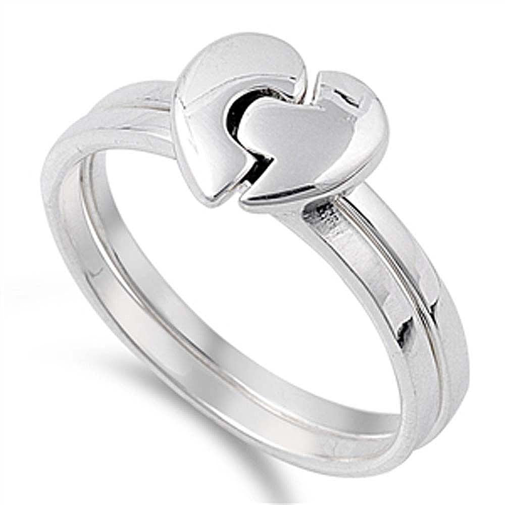 Sterling Silver Rhodium Plated Matte Friendship Shaped Plain RingsAnd Face Height 11mmAnd Band Width 4mm
