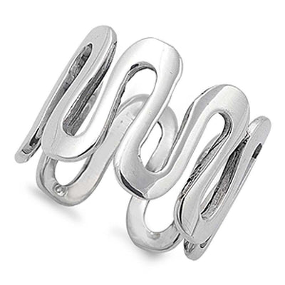Sterling Silver Waves Shaped Plain Rings And Band Width 15mmAnd Weight 8.3grams