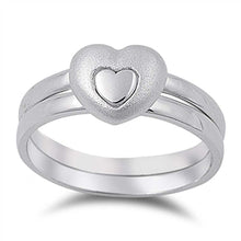 Load image into Gallery viewer, Sterling Silver Rhodium Plated Matte Heart Shaped Plain RingsAnd Face Height 8mmAnd Band Width 4mm