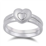 Sterling Silver Rhodium Plated Matte Heart Shaped Plain RingsAnd Face Height 8mmAnd Band Width 4mm