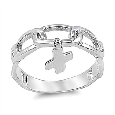 Sterling Silver Cross Shaped Plain RingsAnd Face Height 6mmAnd Band Width 3mm