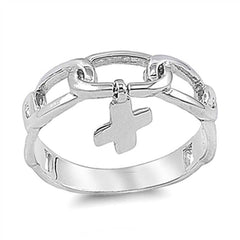 Sterling Silver Cross Shaped Plain RingsAnd Face Height 6mmAnd Band Width 3mm