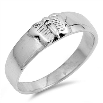 Sterling Silver Butterfly Shaped Plain RingsAnd Face Height 6mmAnd Band Width 3mm
