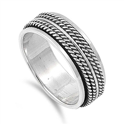 Sterling Silver Spinner Shaped Plain RingsAnd Band Width 8mm