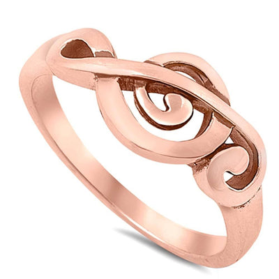 Sterling Silver Rose Gold Plated Oxidized Music Note Shaped Plain RingsAnd Face Height 9mm