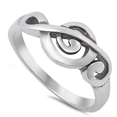 Sterling Silver Oxidized Music Note Shaped Plain RingsAnd Face Height 9mm