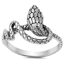 Load image into Gallery viewer, Sterling Silver Snake Shaped Plain RingsAnd Face Height 14mmAnd Band Width 3mm