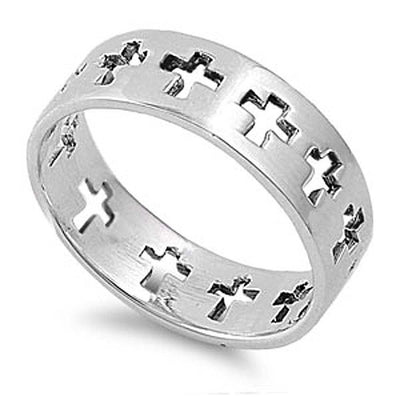 Sterling Silver Cross Shaped Plain Rings And Face Height 6mm