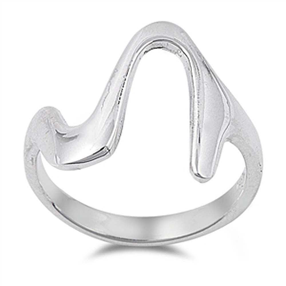Sterling Silver Wave Shaped Plain RingsAnd Face Height 17mmAnd Band Width 3mm