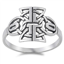 Load image into Gallery viewer, Sterling Silver Celtic Shaped Plain RingsAnd Face Height 14mmAnd Band Width 3mm