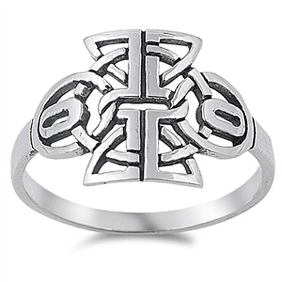 Sterling Silver Celtic Shaped Plain RingsAnd Face Height 14mmAnd Band Width 3mm