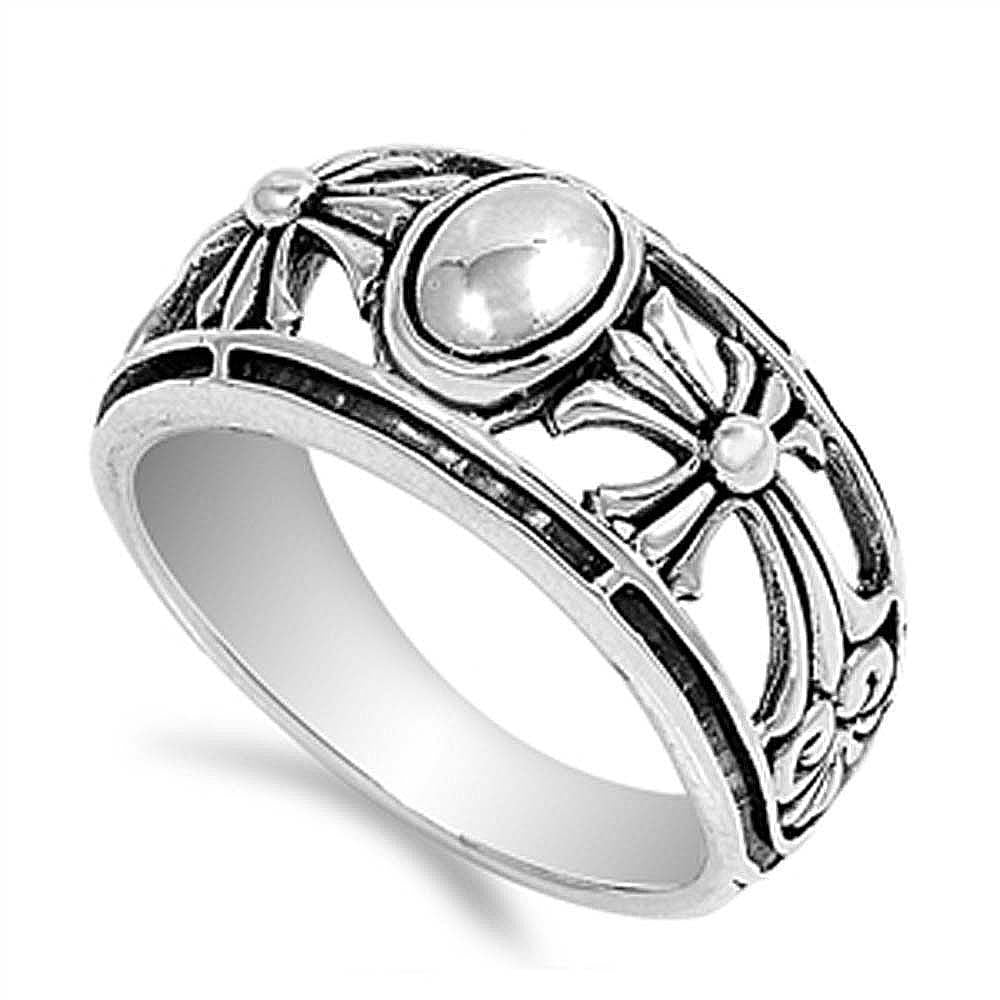Sterling Silver Cross Shaped Plain RingsAnd Face Height 11mmAnd Band Width 2mm