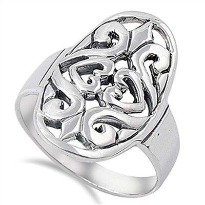 Sterling Silver Celtic Shaped Plain RingsAnd Face Height 24mmAnd Band Width 4mm