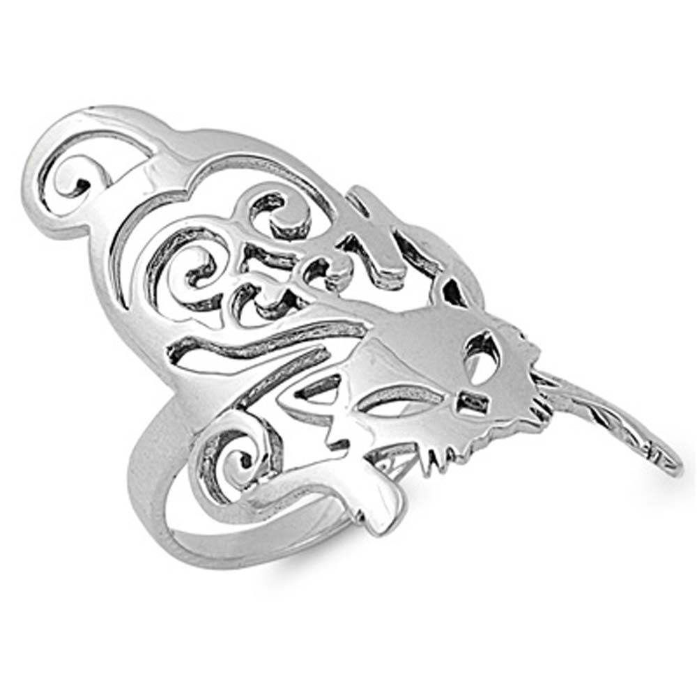 Sterling Silver Cat Shaped Plain RingsAnd Face Height 30mm