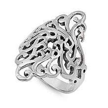 Load image into Gallery viewer, Sterling Silver Celtic Shaped Plain RingsAnd Face Height 31mmAnd Band Width 4mm