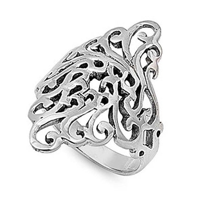 Sterling Silver Celtic Shaped Plain RingsAnd Face Height 31mmAnd Band Width 4mm