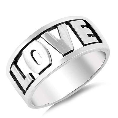 Sterling Silver Love Shaped Plain RingsAnd Face Height 10mmAnd Band Width 6mm