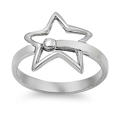 Sterling Silver Shooting Star Shaped Plain RingsAnd Face Height 13mm