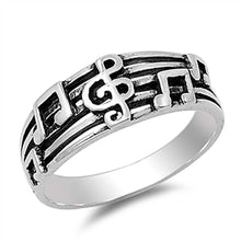 Load image into Gallery viewer, Sterling Silver Stylish Music Notes Design Ring with Face Height of 8MM