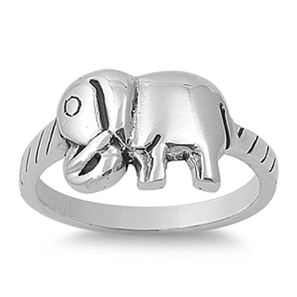 Sterling Silver Trendy Elephant Twisted Band Ring with Face Height of 10MM