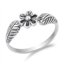 Load image into Gallery viewer, Sterling Silver Fancy Antique Style Plumeria with Leaves RingAnd Face Height of 6MM