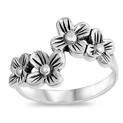 Sterling Silver Plumeria Shaped Plain RingsAnd Face Height 13mm