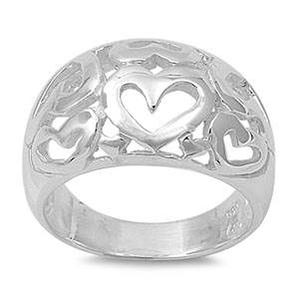 Sterling Silver Hearts Shaped Plain RingsAnd Face Height 6mm