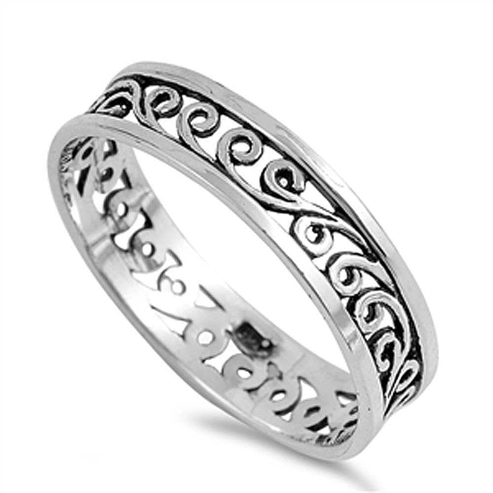 Sterling Silver Stylish Filigree Band Ring with Band Width of 5MM