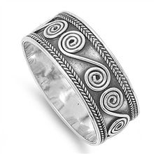 Load image into Gallery viewer, Sterling Silver Modish Antique Style Bali Swirl and Rope Design Ring with Band Width of 9MM