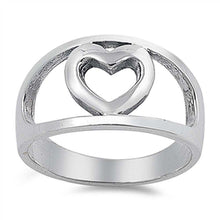 Load image into Gallery viewer, Sterling Silver Stylish Open Cut Heart Ring with Face Height of 12MM