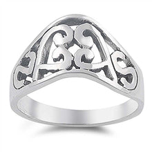 Load image into Gallery viewer, Sterling Silver Fancy Celtic Heart Band Ring with Face Height of 12MM